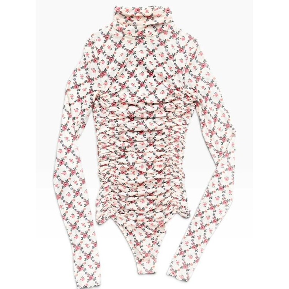 Cottagecore Coquette Romantic Free People Floral Mesh Bodysuit - XS